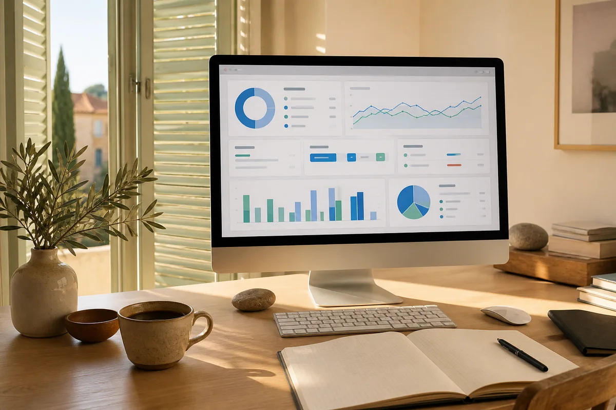 Interface de suivi affichant les rapports d’indexation et de performance d’un site